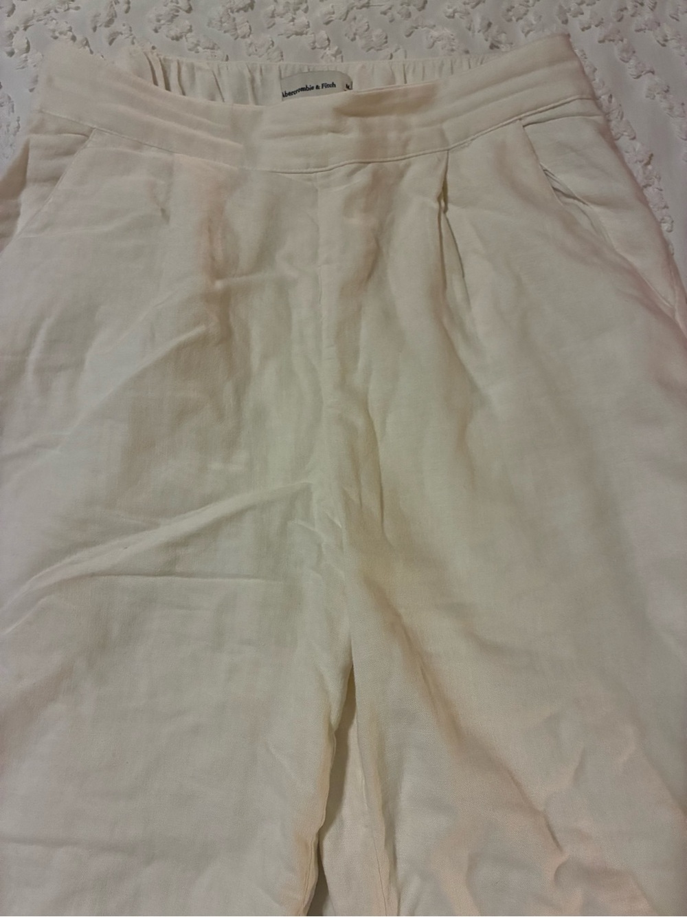 Abercrombie & Fitch Women's white Tailored Linen-Blend pants